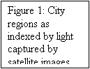 Text Box: Figure 1: City regions as indexed by light captured by satellite images. 